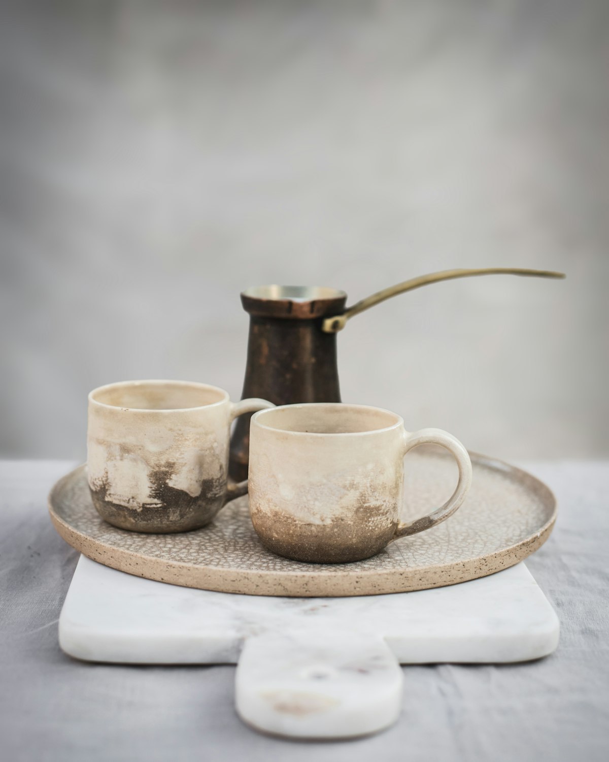 Speckled breakfast mugs, pair